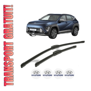 Set stergatoare HYUNDAI KONA (SX2) din 2023-2024, pentru parbriz auto, 2 bucati, Bosch Aerotwin Retrofit, din cauciuc siliconat rezistent, 4 Stickere Auto HYUNDAI