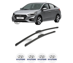 Set stergatoare HYUNDAI SOLARIS Saloon (HCR, HCI) din 2017, pentru parbriz auto, 2 bucati, Bosch Aerotwin Retrofit, din cauciuc siliconat rezistent, 4 Stickere Auto HYUNDAI v46001