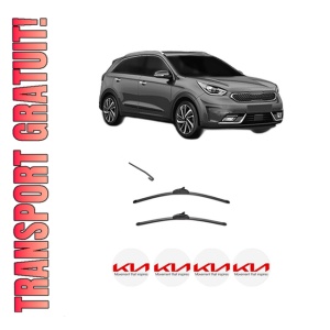 Set stergatoare KIA NIRO VAN (DE) din 2016, pentru parbriz auto, 2 bucati, Valeo Silencio, din cauciuc siliconat rezistent, 4 Stickere Auto KIA