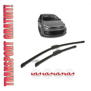Set stergatoare KIA RIO III Hatchback Van (UB) din 2011-2017, pentru parbriz auto, 2 bucati, Bosch Aerotwin Retrofit, din cauciuc siliconat rezistent, 4 Stickere Auto KIA