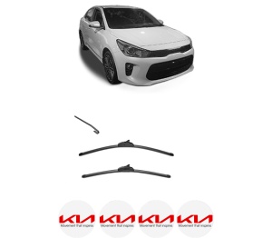 Set stergatoare KIA RIO IV (YB, SC, FB) din 2017-2023, pentru parbriz auto, 2 bucati, Valeo Silencio, din cauciuc siliconat rezistent, 4 Stickere Auto KIA v34386