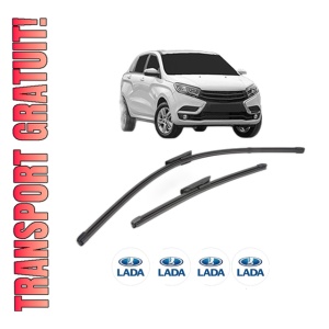Set stergatoare LADA XRAY (GAB_) din 2016-2021, pentru parbriz auto, 2 bucati, Valeo Silencio Xtrm, din cauciuc siliconat rezistent, 4 Stickere Auto LADA