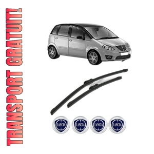 Set stergatoare LANCIA MUSA (350_) din 2004-2012, pentru parbriz auto, 2 bucati, Bosch Aerotwin, din cauciuc siliconat rezistent, 4 Stickere Auto LANCIA