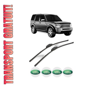 Set stergatoare LAND ROVER DISCOVERY III VAN (L319) din 2007-2009, pentru parbriz auto, 2 bucati, Valeo Silencio Xtrm, din cauciuc siliconat rezistent, 4 Stickere Auto LAND ROVER