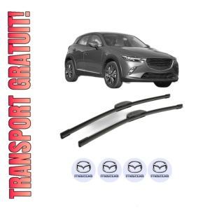 Set stergatoare MAZDA CX-3 (DK) din 2015-2018, pentru parbriz auto, 2 bucati, Bosch Aerotwin Retrofit, din cauciuc siliconat rezistent, 4 Stickere Auto MAZDA