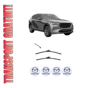 Set stergatoare MAZDA CX-60 (KH_) din 2022, pentru parbriz auto, 2 bucati, Valeo Silencio, din cauciuc siliconat rezistent, 4 Stickere Auto MAZDA