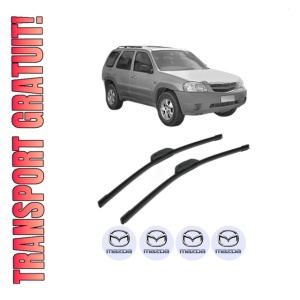 Set stergatoare MAZDA TRIBUTE (EP) din 2000-2004, pentru parbriz auto, 2 bucati, Bosch Aerotwin Retrofit, din cauciuc siliconat rezistent, 4 Stickere Auto MAZDA
