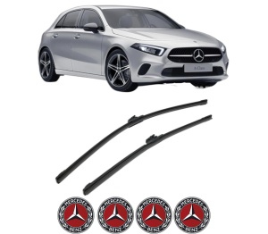 Set stergatoare MERCEDES-BENZ A-CLASS (W177) din 2018-2022, pentru parbriz auto, 2 bucati, Bosch Aerotwin, din cauciuc siliconat rezistent, 4 Stickere Auto MERCEDES-BENZ v50036