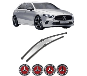 Set stergatoare MERCEDES-BENZ A-CLASS (W177) din 2018-2022, pentru parbriz auto, 2 bucati, Valeo Silencio, din cauciuc siliconat rezistent, 4 Stickere Auto MERCEDES-BENZ v37086