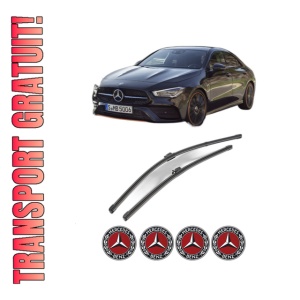 Set stergatoare MERCEDES-BENZ CLA (C118) din 2019-2023, pentru parbriz auto, 2 bucati, Valeo Silencio, din cauciuc siliconat rezistent, 4 Stickere Auto MERCEDES-BENZ