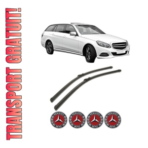 Set stergatoare MERCEDES-BENZ E-CLASS T-Model (S212) din 2009-2016, pentru parbriz auto, 2 bucati, Bosch Aerotwin, din cauciuc siliconat rezistent, 4 Stickere Auto MERCEDES-BENZ