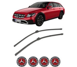 Set stergatoare MERCEDES-BENZ E-CLASS T-Model (S213) din 2016-2023, pentru parbriz auto, 2 bucati, Valeo Silencio, din cauciuc siliconat rezistent, 4 Stickere Auto MERCEDES-BENZ v37026