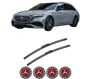 Set stergatoare MERCEDES-BENZ E-CLASS T-Model (S214) din 2023-2024, pentru parbriz auto, 2 bucati, Bosch Aerotwin, din cauciuc siliconat rezistent, 4 Stickere Auto MERCEDES-BENZ v50696