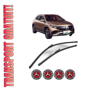 Set stergatoare MERCEDES-BENZ EQA (H243) din 2021-2022, pentru parbriz auto, 2 bucati, Valeo Silencio Xtrm, din cauciuc siliconat rezistent, 4 Stickere Auto MERCEDES-BENZ