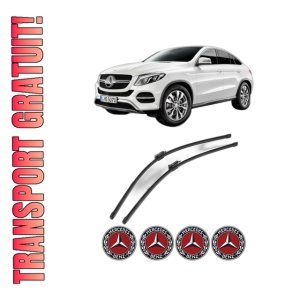 Set stergatoare MERCEDES-BENZ GLE Coupe (C292) din 2015-2019, pentru parbriz auto, 2 bucati, Valeo Silencio Xtrm, din cauciuc siliconat rezistent, 4 Stickere Auto MERCEDES-BENZ