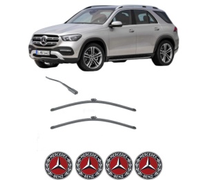 Set stergatoare MERCEDES-BENZ GLE (V167) din 2018-2023, pentru parbriz auto, 2 bucati, Valeo Silencio Xtrm, din cauciuc siliconat rezistent, 4 Stickere Auto MERCEDES-BENZ v33966