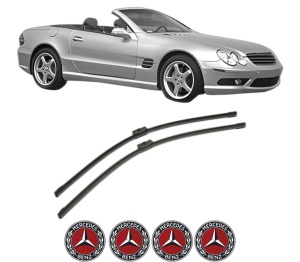 Set stergatoare MERCEDES-BENZ SL (R230) din 2001-2012, pentru parbriz auto, 2 bucati, Bosch Aerotwin, din cauciuc siliconat rezistent, 4 Stickere Auto MERCEDES-BENZ v43391