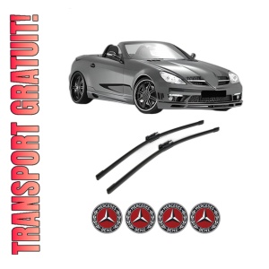 Set stergatoare MERCEDES-BENZ SLK (R171) din 2004-2011, pentru parbriz auto, 2 bucati, Bosch Aerotwin, din cauciuc siliconat rezistent, 4 Stickere Auto MERCEDES-BENZ