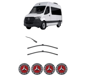 Set stergatoare MERCEDES-BENZ SPRINTER 3-t Tourer Bus (B907) din 2018-2021, pentru parbriz auto, 2 bucati, Valeo Silencio, din cauciuc siliconat rezistent, 4 Stickere Auto MERCEDES-BENZ v34746