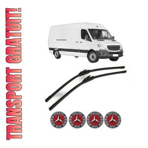 Set stergatoare MERCEDES-BENZ SPRINTER 3-t Van (B906) din 2006-2018, pentru parbriz auto, 2 bucati, Bosch Aerotwin, din cauciuc siliconat rezistent, 4 Stickere Auto MERCEDES-BENZ