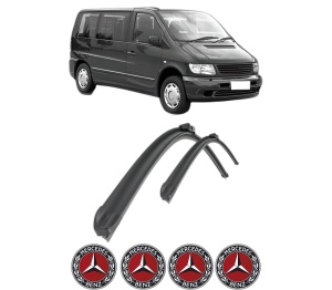 Set stergatoare MERCEDES-BENZ V-CLASS (638/2) din 1996-1999, pentru parbriz auto, 2 bucati, Bosch Aerotwin Retro Truck, din cauciuc siliconat rezistent, 4 Stickere Auto MERCEDES-BENZ v53601