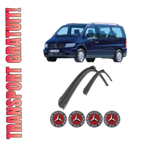 Set stergatoare MERCEDES-BENZ V-CLASS Van (638/2) din 1996-1999, pentru parbriz auto, 2 bucati, Bosch Aerotwin Retro Truck, din cauciuc siliconat rezistent, 4 Stickere Auto MERCEDES-BENZ