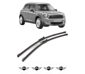 Set stergatoare MINI MINI COUNTRYMAN (R60) din 2010-2016, pentru parbriz auto, 2 bucati, Valeo Silencio Xtrm, din cauciuc siliconat rezistent, 4 Stickere Auto MINI v38586