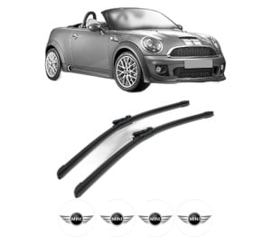 Set stergatoare MINI MINI Roadster (R59) din 2011-2015, pentru parbriz auto, 2 bucati, Bosch Aerotwin, din cauciuc siliconat rezistent, 4 Stickere Auto MINI v43761