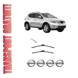 Set stergatoare NISSAN MURANO II (Z51) din 2008-2014, pentru parbriz auto, 2 bucati, Valeo Silencio, din cauciuc siliconat rezistent, 4 Stickere Auto NISSAN