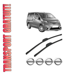 Set stergatoare NISSAN NV200 / EVALIA Bus din 2010-2014, pentru parbriz auto, 2 bucati, Bosch Aerotwin Retrofit, din cauciuc siliconat rezistent, 4 Stickere Auto NISSAN