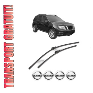Set stergatoare NISSAN TERRANO (D10) din 2014-2015, pentru parbriz auto, 2 bucati, Valeo Silencio Xtrm, din cauciuc siliconat rezistent, 4 Stickere Auto NISSAN