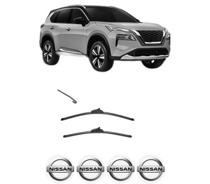 Set stergatoare NISSAN X-TRAIL IV (T33) din 2022, pentru parbriz auto, 2 bucati, Valeo Silencio, din cauciuc siliconat rezistent, 4 Stickere Auto NISSAN v34206