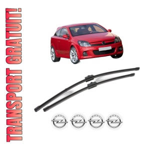 Set stergatoare OPEL ASTRA H GTC (A04) din 2005-2010, pentru parbriz auto, 2 bucati, Valeo Silencio Xtrm, din cauciuc siliconat rezistent, 4 Stickere Auto OPEL