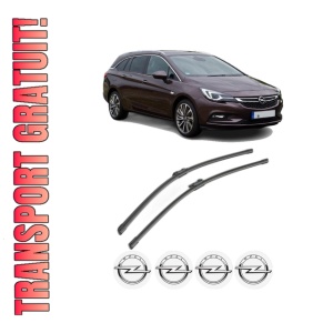Set stergatoare OPEL ASTRA K Sports Tourer (B16) din 2015-2022, pentru parbriz auto, 2 bucati, Bosch Aerotwin, din cauciuc siliconat rezistent, 4 Stickere Auto OPEL