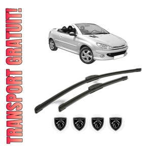 Set stergatoare PEUGEOT 206 CC (2D) din 2000-2007, pentru parbriz auto, 2 bucati, Bosch Aerotwin Retrofit, din cauciuc siliconat rezistent, 4 Stickere Auto PEUGEOT