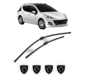 Set stergatoare PEUGEOT 207 SW Estate Van (WK_) din 2007-2012, pentru parbriz auto, 2 bucati, Valeo Silencio Xtrm, din cauciuc siliconat rezistent, 4 Stickere Auto PEUGEOT v40266