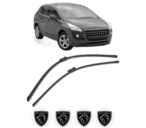 Set stergatoare PEUGEOT 3008 Van (0U_) din 2009-2016, pentru parbriz auto, 2 bucati, Bosch Aerotwin, din cauciuc siliconat rezistent, 4 Stickere Auto PEUGEOT v54381