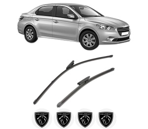 Set stergatoare PEUGEOT 301 din 2012-2018, pentru parbriz auto, 2 bucati, Valeo Silencio Xtrm, din cauciuc siliconat rezistent, 4 Stickere Auto PEUGEOT v39726