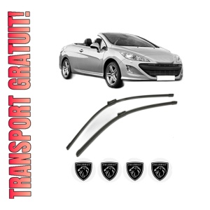 Set stergatoare PEUGEOT 308 CC (4B_) din 2009-2014, pentru parbriz auto, 2 bucati, Bosch Aerotwin, din cauciuc siliconat rezistent, 4 Stickere Auto PEUGEOT