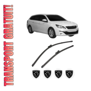 Set stergatoare PEUGEOT 308 SW II Estate Van (LC_) din 2014-2021, pentru parbriz auto, 2 bucati, Valeo Silencio Xtrm, din cauciuc siliconat rezistent, 4 Stickere Auto PEUGEOT