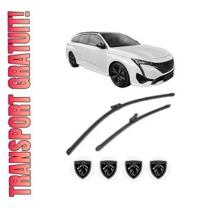 Set stergatoare PEUGEOT 308 SW III (FC_, FJ_, FR_, F4_, FN_) din 2021-2025, pentru parbriz auto, 2 bucati, Valeo Silencio Xtrm, din cauciuc siliconat rezistent, 4 Stickere Auto PEUGEOT