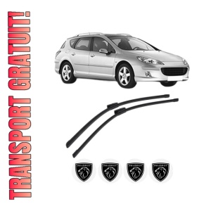 Set stergatoare PEUGEOT 407 SW (6E_, 6D_) din 2004-2010, pentru parbriz auto, 2 bucati, Bosch Aerotwin Multi, din cauciuc siliconat rezistent, 4 Stickere Auto PEUGEOT