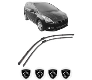 Set stergatoare PEUGEOT 5008 I Van (0U_) din 2009-2017, pentru parbriz auto, 2 bucati, Valeo Silencio Xtrm, din cauciuc siliconat rezistent, 4 Stickere Auto PEUGEOT v37566