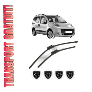 Set stergatoare PEUGEOT BIPPER TEPEE din 2008-2010, pentru parbriz auto, 2 bucati, Bosch Aerotwin, din cauciuc siliconat rezistent, 4 Stickere Auto PEUGEOT