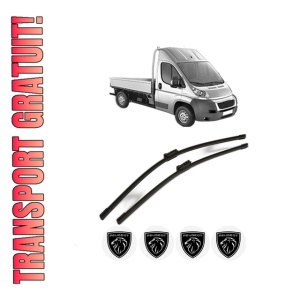 Set stergatoare PEUGEOT BOXER Platform/Chassis din 2006-2023, pentru parbriz auto, 2 bucati, Bosch Aerotwin, din cauciuc siliconat rezistent, 4 Stickere Auto PEUGEOT