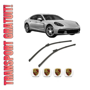 Set stergatoare PORSCHE PANAMERA (971) din 2016-2023, pentru parbriz auto, 2 bucati, Valeo Silencio Xtrm, din cauciuc siliconat rezistent, 4 Stickere Auto PORSCHE