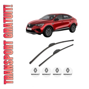Set stergatoare RENAULT ARKANA I (LCM_, LDN_) din 2020-2021, pentru parbriz auto, 2 bucati, Valeo Silencio Xtrm, din cauciuc siliconat rezistent, 4 Stickere Auto RENAULT