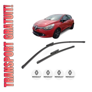 Set stergatoare RENAULT CLIO IV (BH_) din 2012-2021, pentru parbriz auto, 2 bucati, Valeo Silencio Xtrm, din cauciuc siliconat rezistent, 4 Stickere Auto RENAULT
