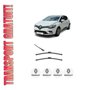 Set stergatoare RENAULT CLIO V (B7_) din 2019-2022, pentru parbriz auto, 2 bucati, Valeo Silencio, din cauciuc siliconat rezistent, 4 Stickere Auto RENAULT