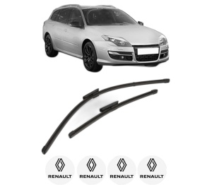 Set stergatoare RENAULT LAGUNA III Grandtour (KT0/1) din 2007-2015, pentru parbriz auto, 2 bucati, Valeo Silencio Xtrm, din cauciuc siliconat rezistent, 4 Stickere Auto RENAULT v38046